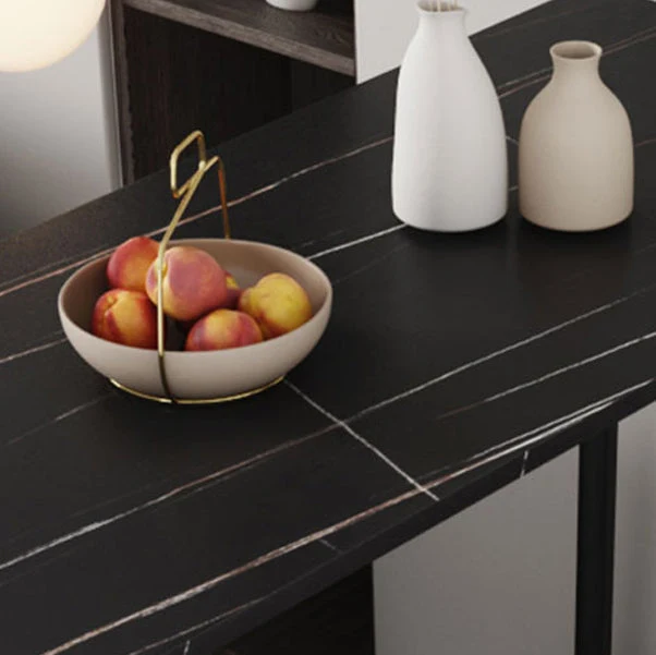 Mobiele Strak Marble Table Rectangle Table Top Black Trestle Table - 41.3" H Red