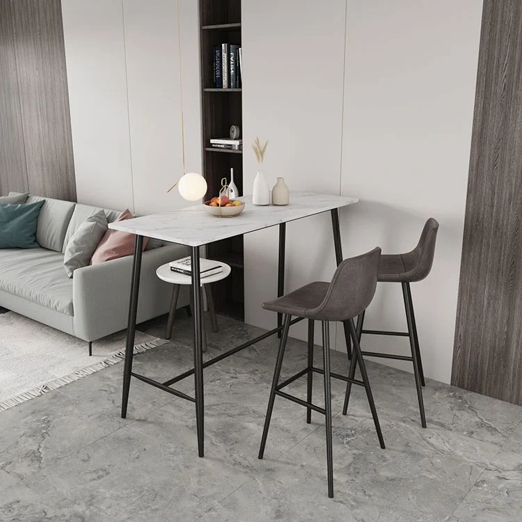 Mobiele Strak Marble Table Rectangle Table Top Black Trestle Table - 41.3" H Red