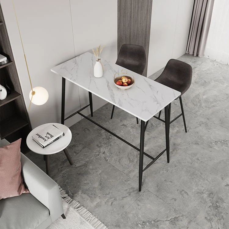 Mobiele Strak Marble Table Rectangle Table Top Black Trestle Table - 41.3" H Red