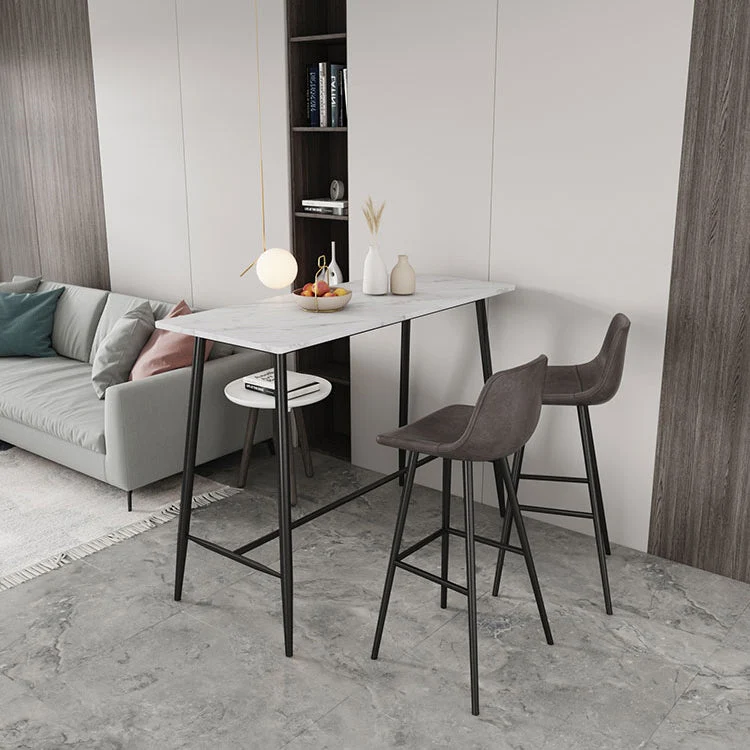 Mobiele Strak Marble Table Rectangle Table Top Black Trestle Table - 41.3" H Red