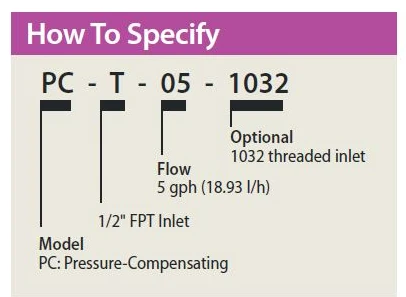 Rain Bird - PC101032 Pressure-Compensating Module - 10/32 Thread Inlet, 10.0 GPH, Appelgroen