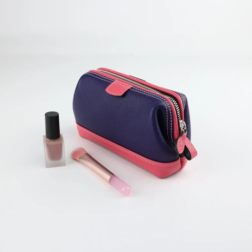 Make-uptasje met muizenvalmotief (S) - paars/roze