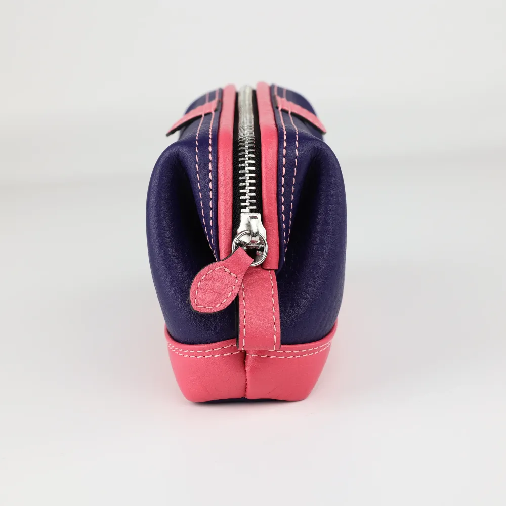 Make-uptasje met muizenvalmotief (S) - paars/roze