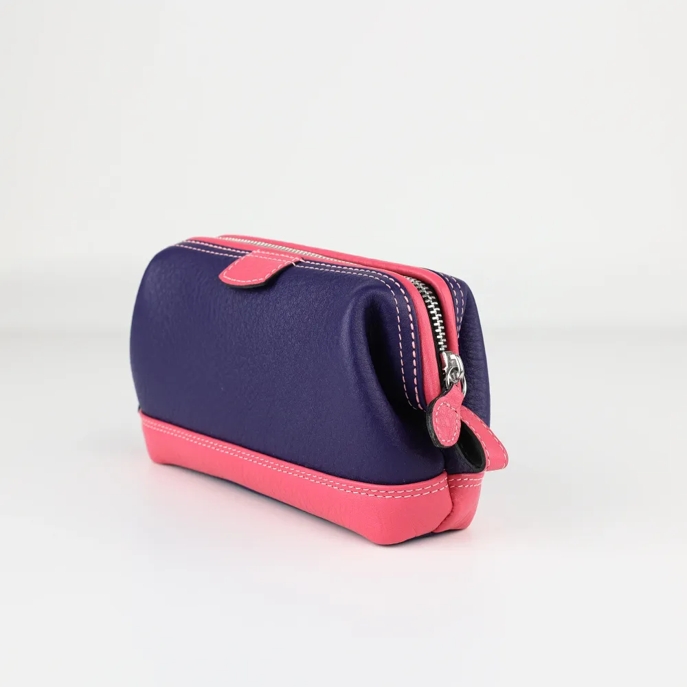 Make-uptasje met muizenvalmotief (S) - paars/roze