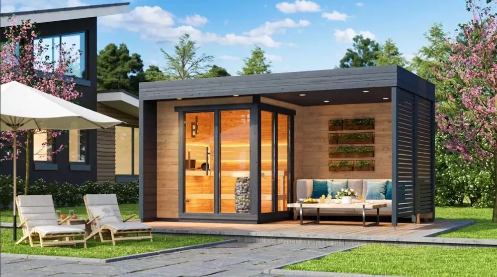 Leil® Patio S Plus - outdoor sauna 4 people met Digitale Bediening