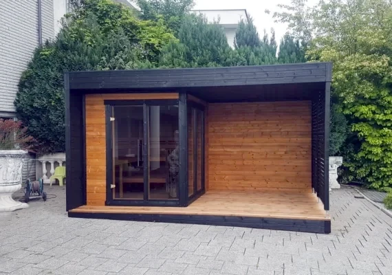 Leil® Patio S Plus - outdoor sauna 4 people met Digitale Bediening
