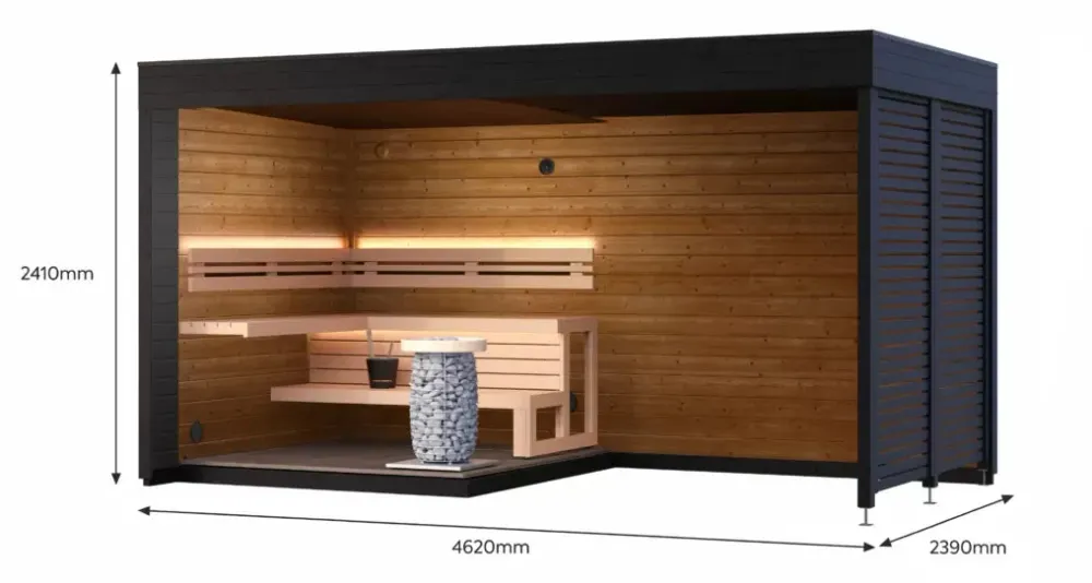 Leil® Patio S Plus - outdoor sauna 4 people met Digitale Bediening