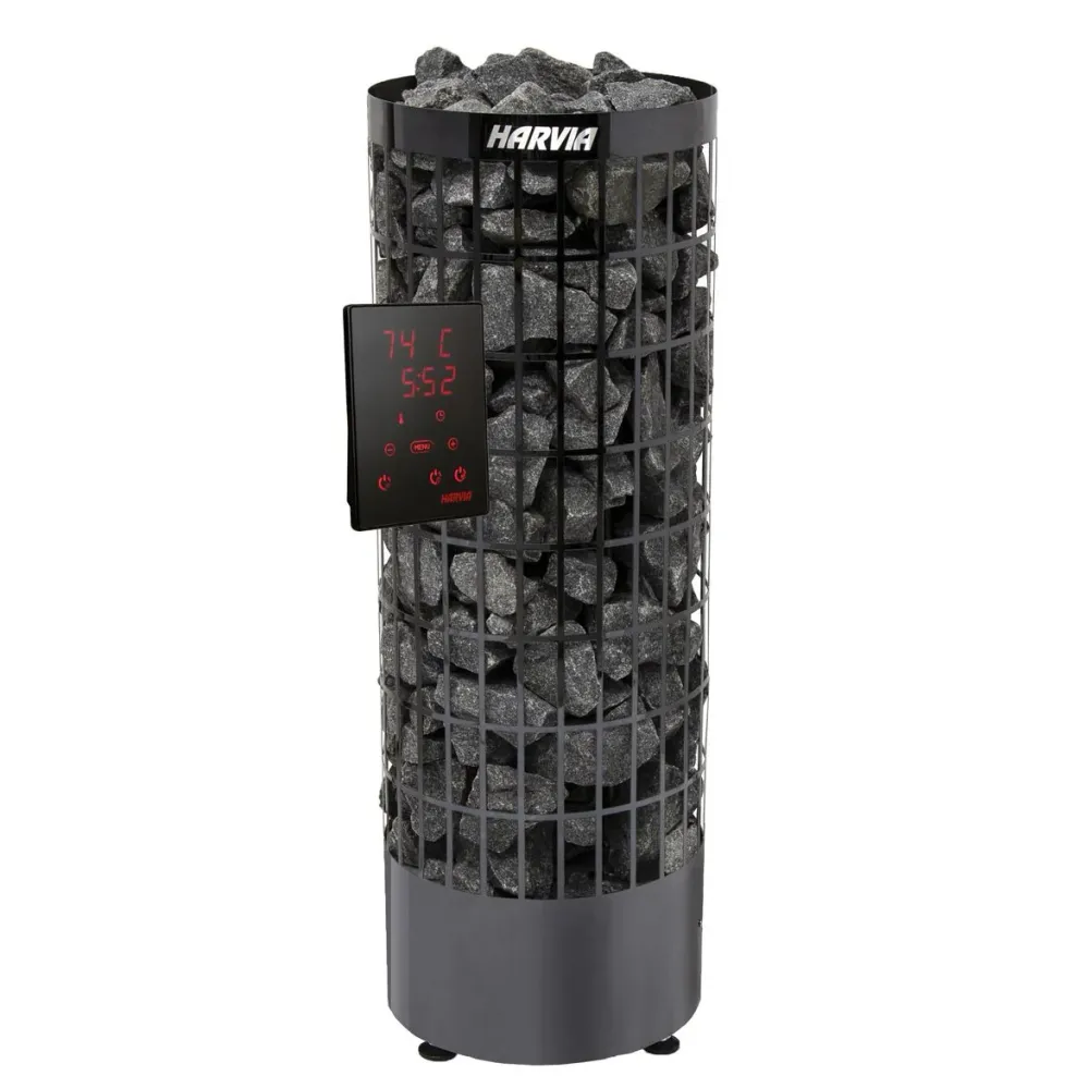 Saunaverwarming Harvia Electric Sauna Heater Cilindro Xenio PC70XE Black Staal, 7kW, 6-10m³, separate control