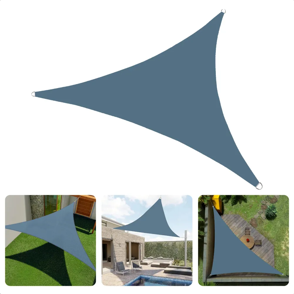 Cheqo® Schaduwdoek Driehoek - Blauw - Waterafstotend - Polyester 100% - Compleet met Touw - Verpakt Afsluitbare Draagzak -...