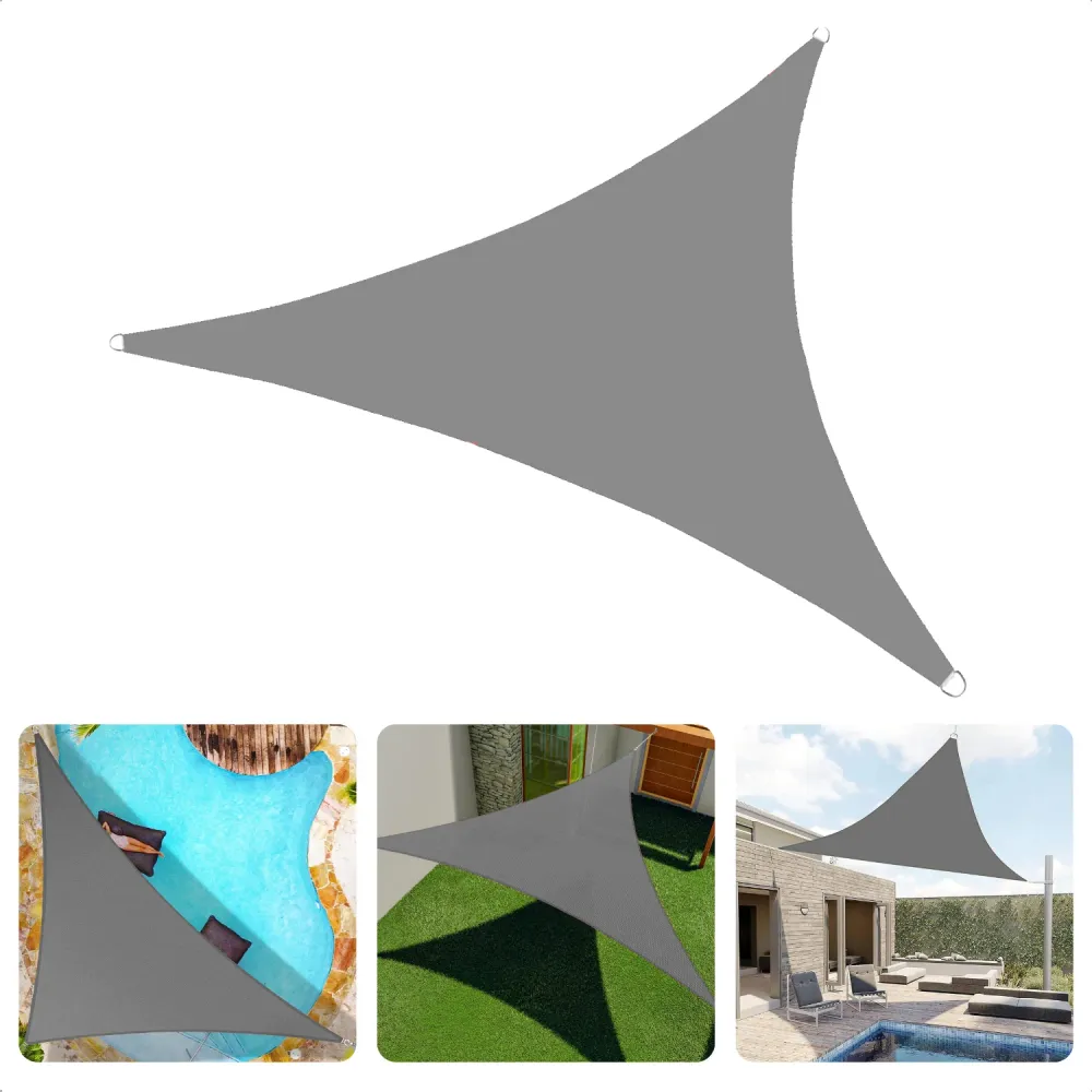 Cheqo® Schaduwdoek Driehoek - Grijs - Waterafstotend Polyester 100% - Compleet met Touw - Verpakt Afsluitbare Draagzak - 3...