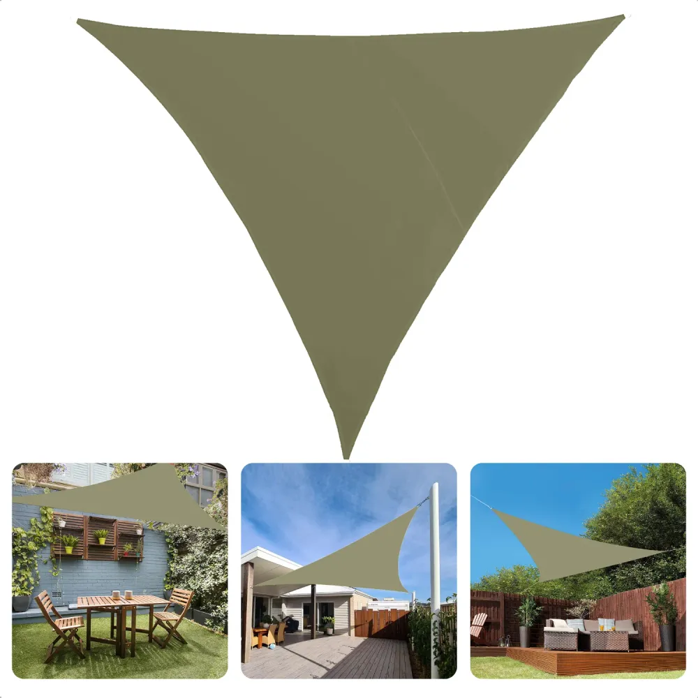 Cheqo® Schaduwdoek Driehoek - Groen - Waterafstotend Polyester 100% - Met Touw 2.30m - Verpakt Draagzak - 3x3x3m