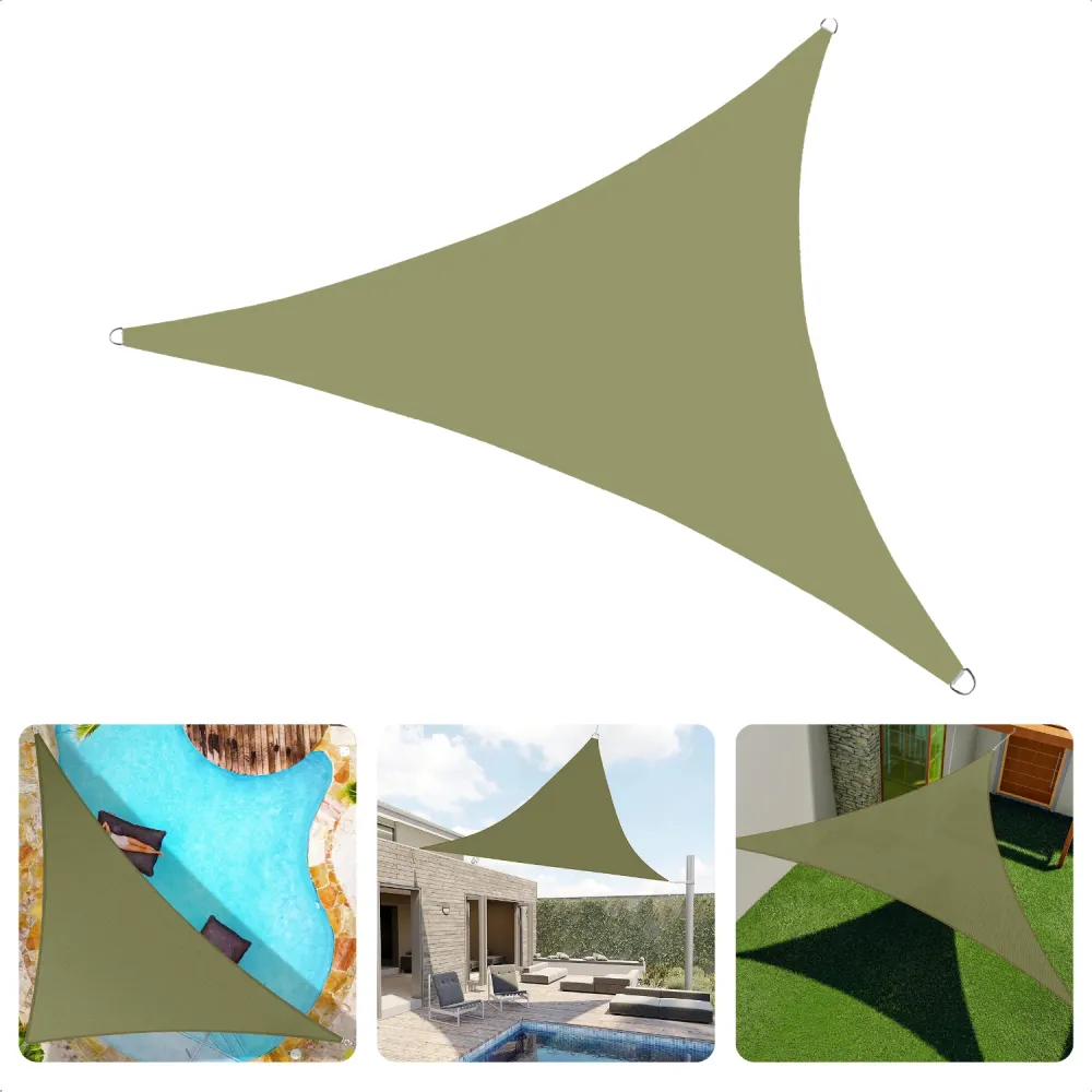 Cheqo® Schaduwdoek Driehoek - Olijfgroen - Waterafstotend Polyester 100% - Compleet met Touw - Verpakt Afsluitbare Draagza...