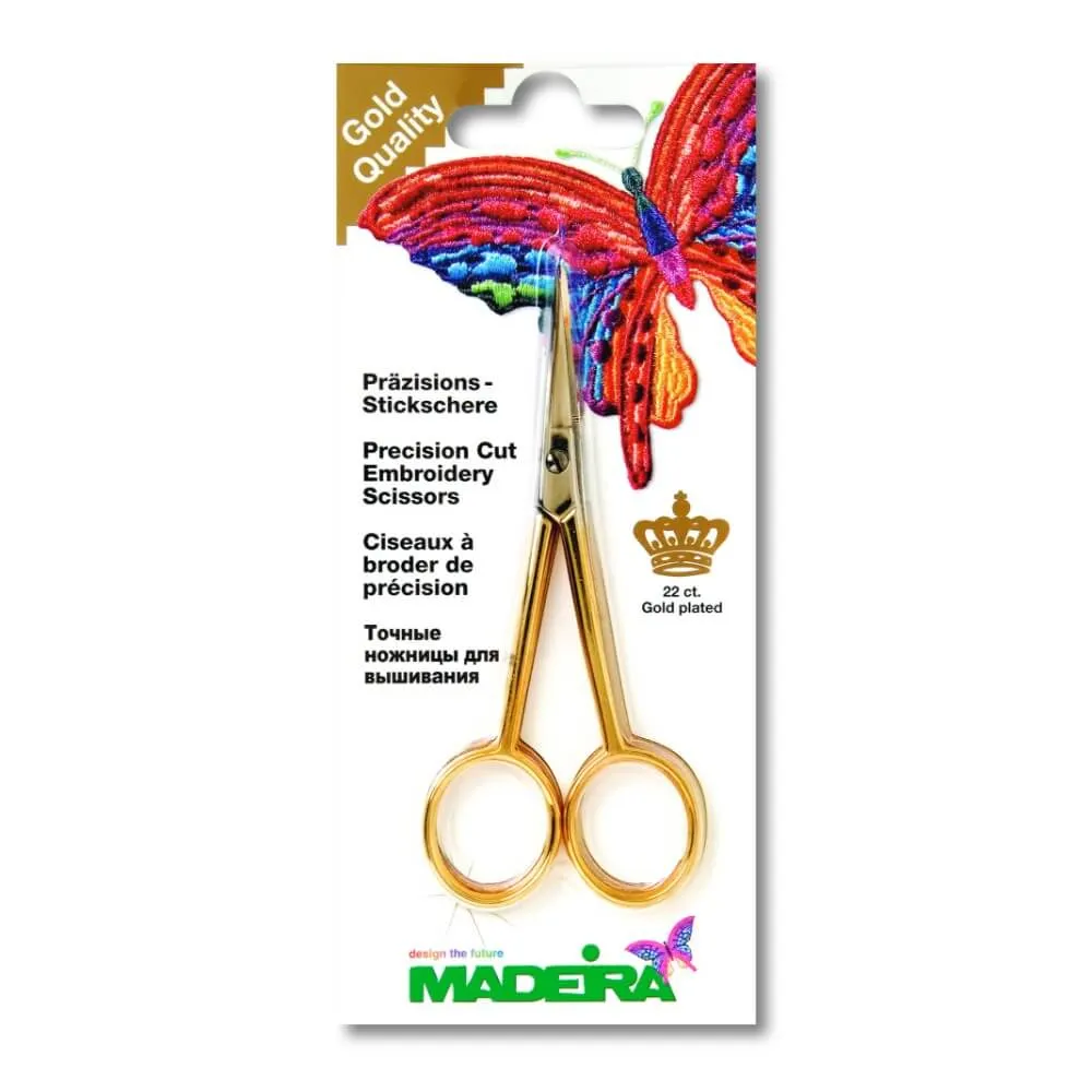 Madeira Borduur schaar gebogen verguld 12cm