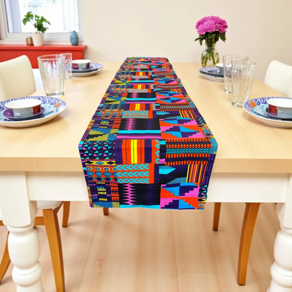 Afrikaanse print tafelloper - Tafelkleed - Paars / Roze Kente