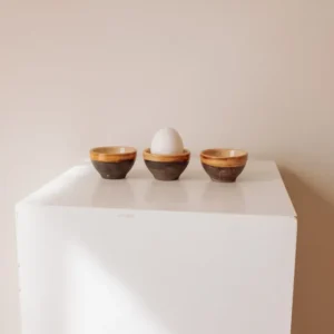 Vintage keramieken eierdopjes, set van 3