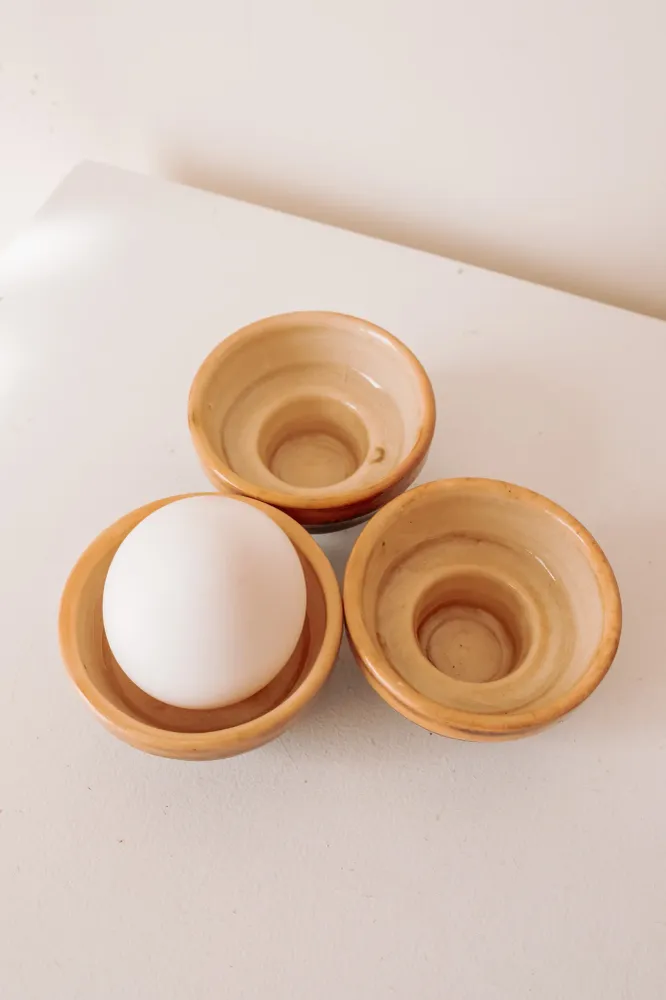 Vintage keramieken eierdopjes, set van 3