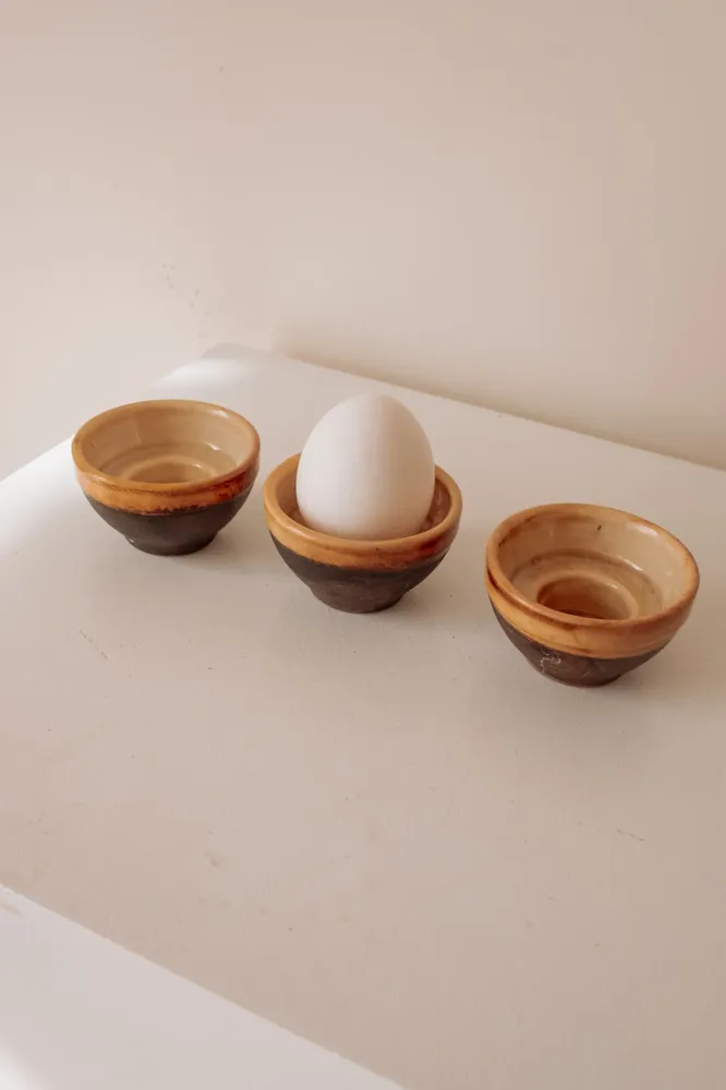 Vintage keramieken eierdopjes, set van 3