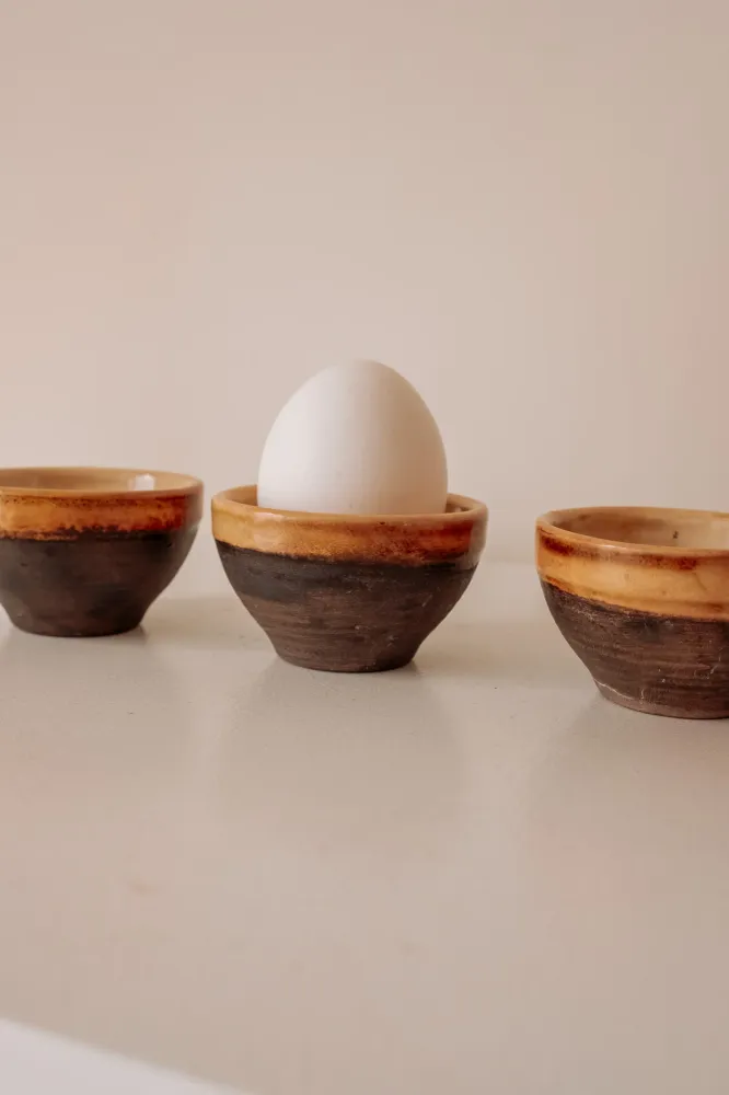 Vintage keramieken eierdopjes, set van 3