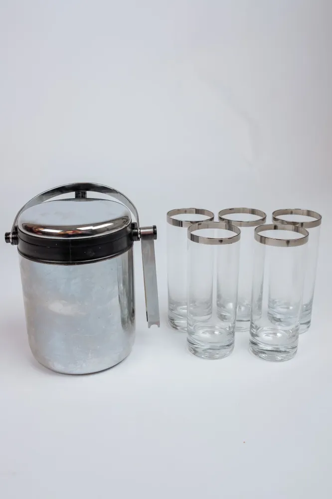 Vintage longdrinkglazen + ijsemmer