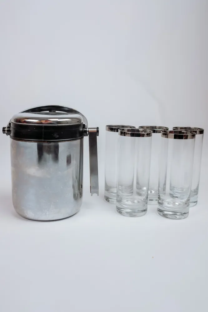 Vintage longdrinkglazen + ijsemmer