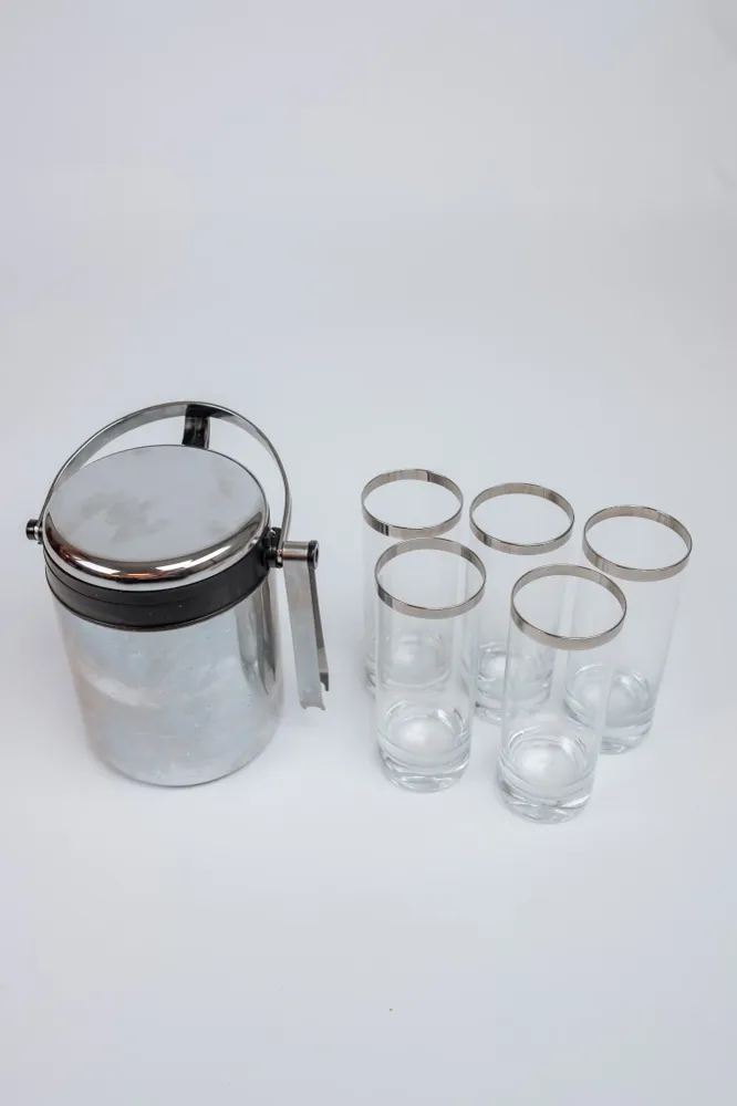 Vintage longdrinkglazen + ijsemmer