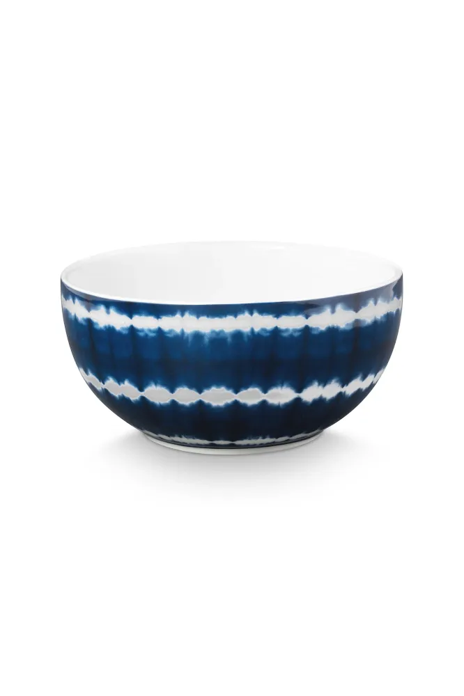 vtwonen - Tie dye Ontbijtset - Blauw, Wit - Porselein - Set van 3