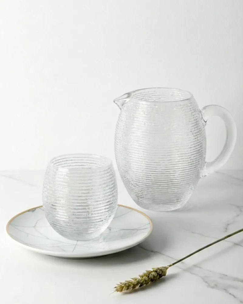 Set van 6 glazen + kan Reeded IVV