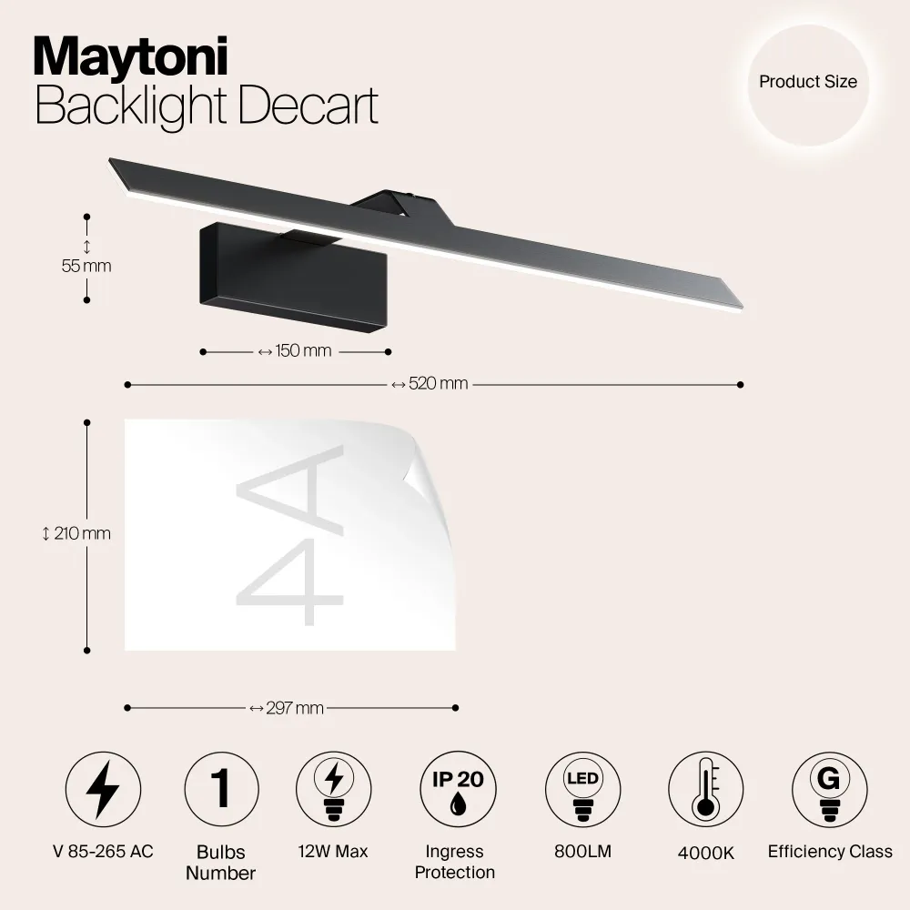 Maytoni - Achtergrondverlichting Decart - Zwart