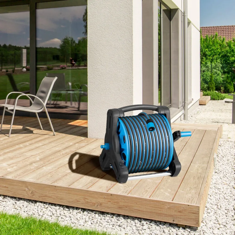 Mobiele Slanghaspel Basic - 30 Meter - Blauw - Inclusief toebehoren Hosel