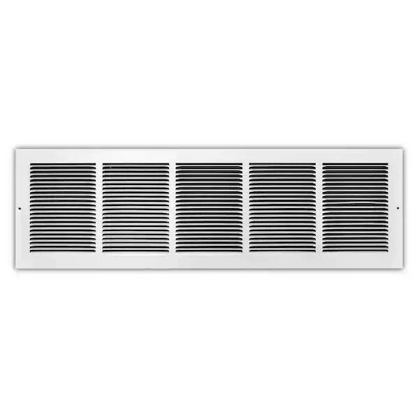30 . x 8 . 1-Way Rvs Baseboard Return Air Grille White Lightweight Design