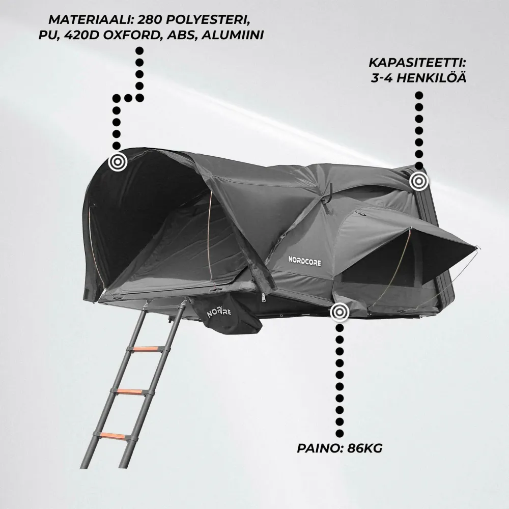 Gecertificeerd Nordcore Rooftop tent Summit Pro XL, Koolzwart
