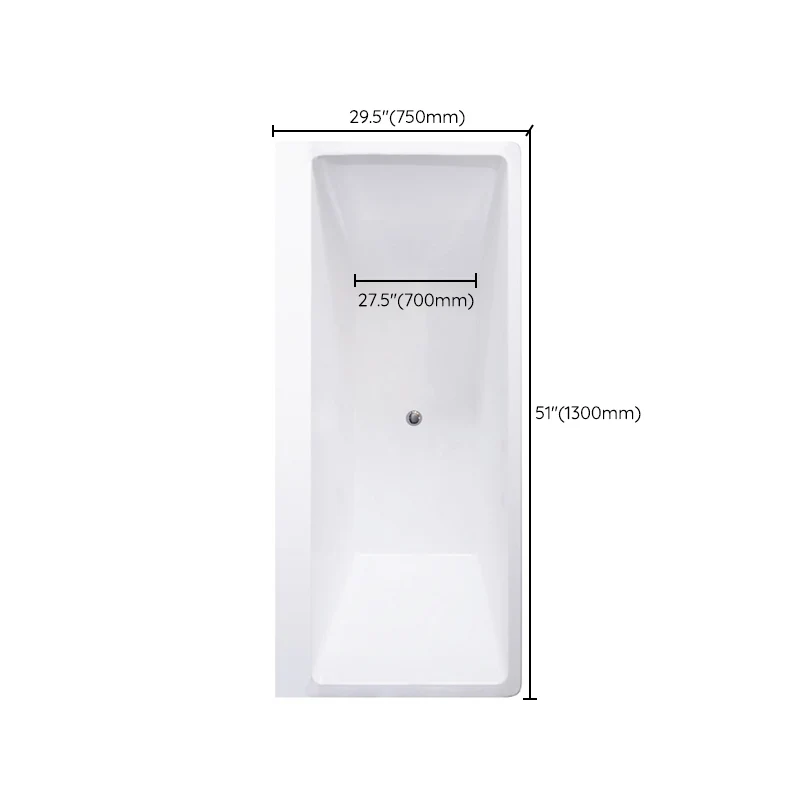 Plexiglas Rectangular Bathtub Drop- Soaking Bathtub , 29.53-inch Wide 55l