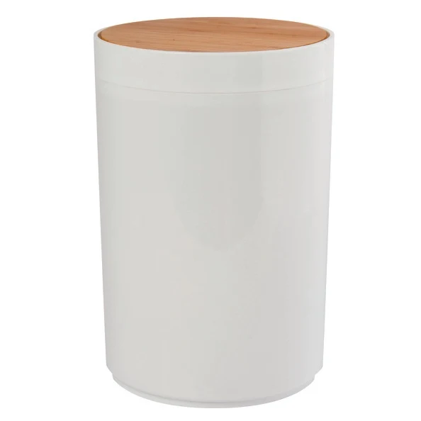 5L polypropylene and bamboeplant trash can model Oslo - White