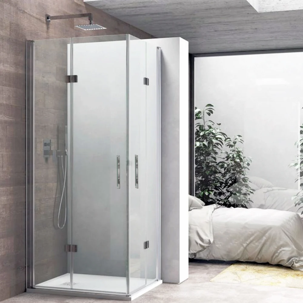 Shower enclosure 90x90 cm folding corner opening model Beauty 8 mm tempered glazen