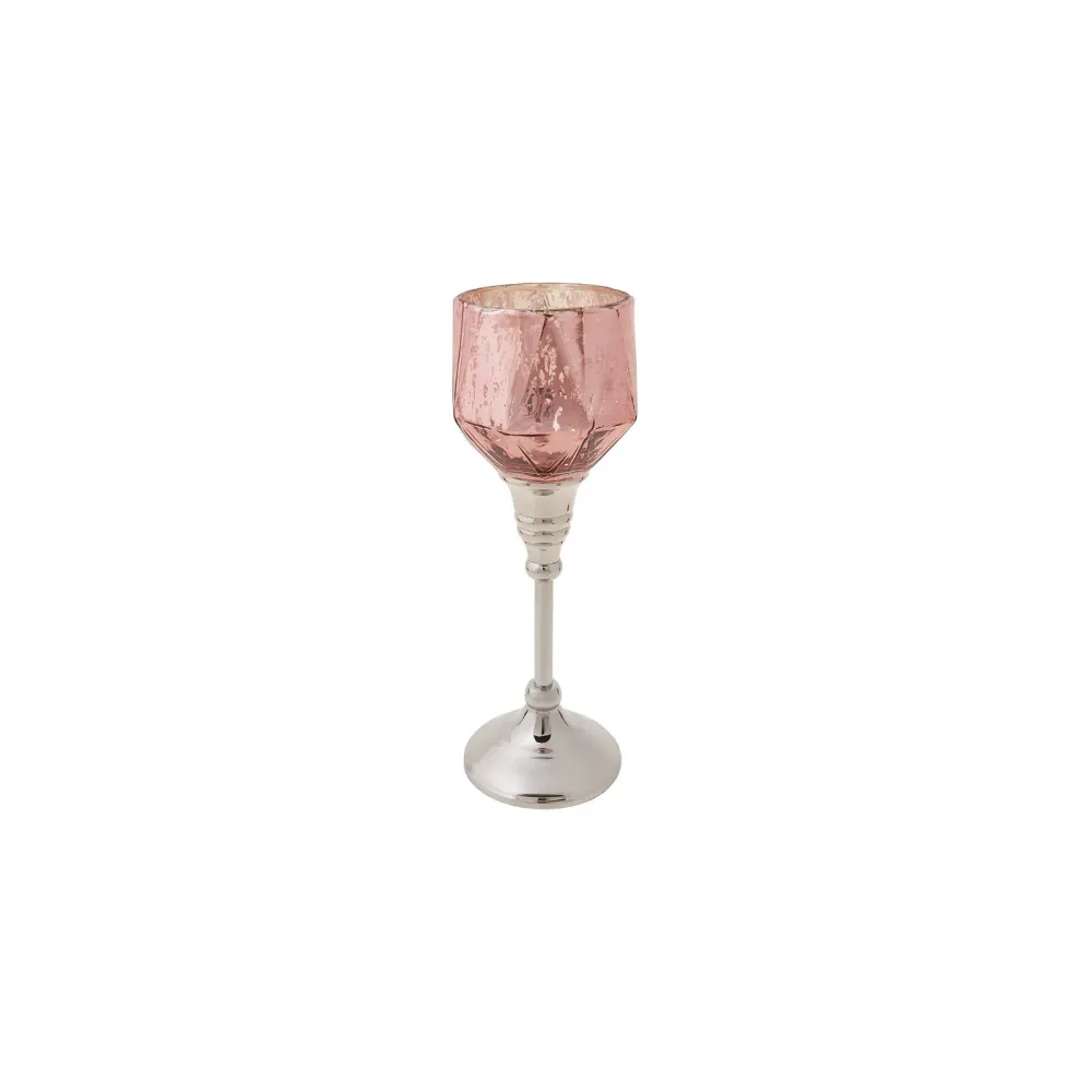 LUCCA ŞAMDAN TEALIGHT MUMLUK PEMBE 24CM KARACA