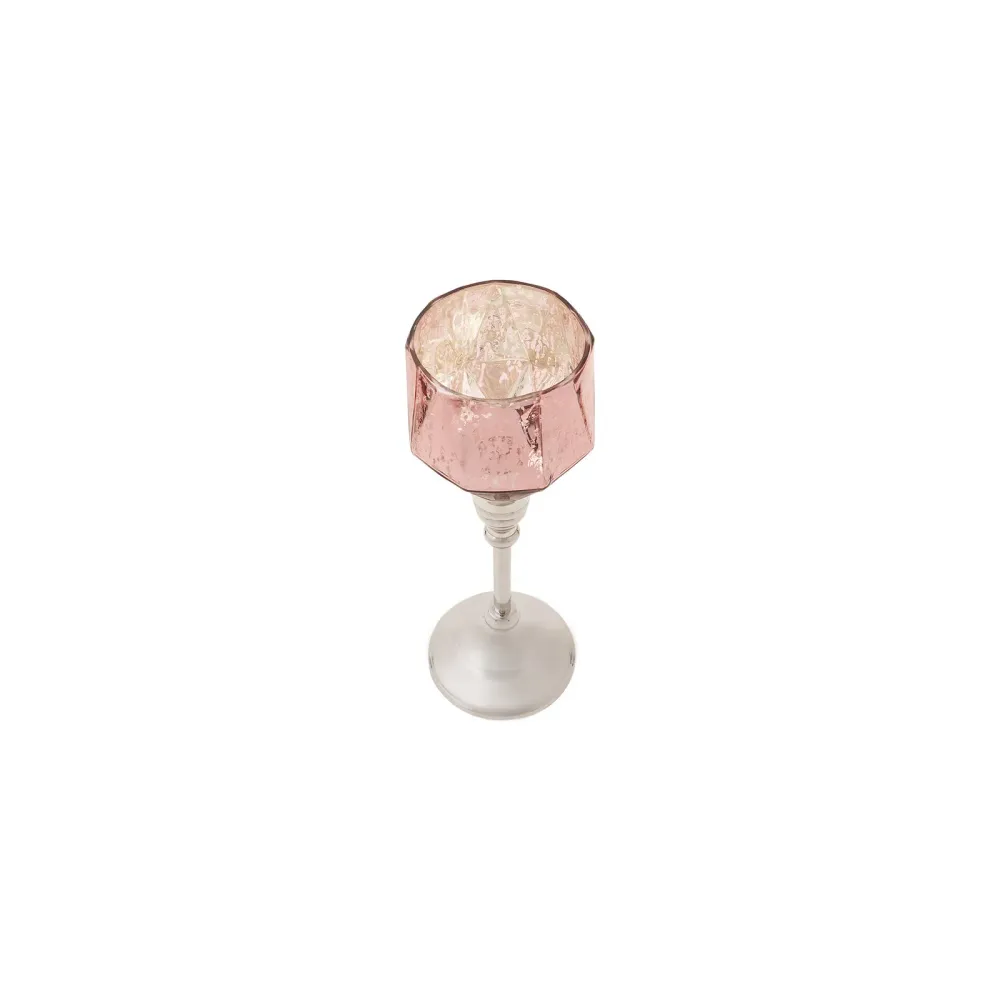 LUCCA ŞAMDAN TEALIGHT MUMLUK PEMBE 24CM KARACA