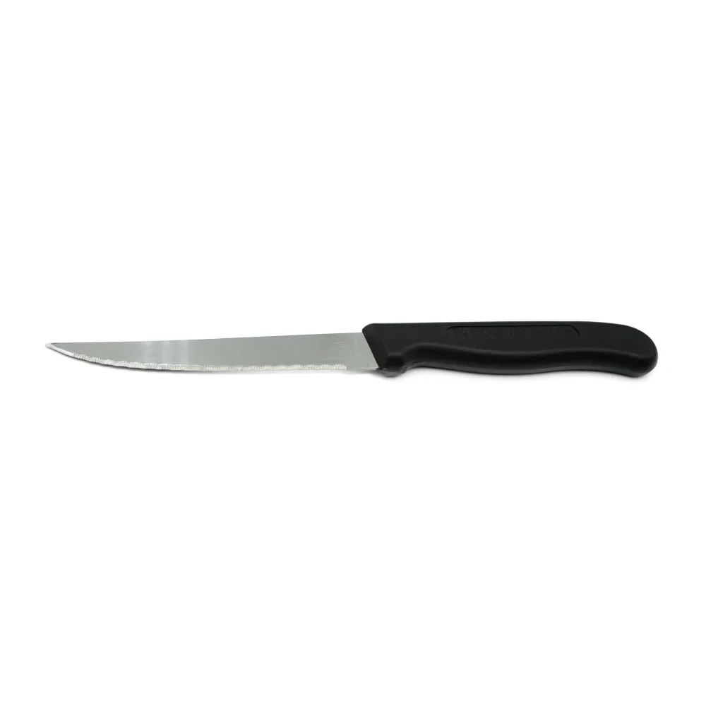RÖR steak- BBQ- fruit- tomaten- mes RVS getand lemmet 11,5cm zwart kunststof PP heft COUTEAUX by SOLINGER