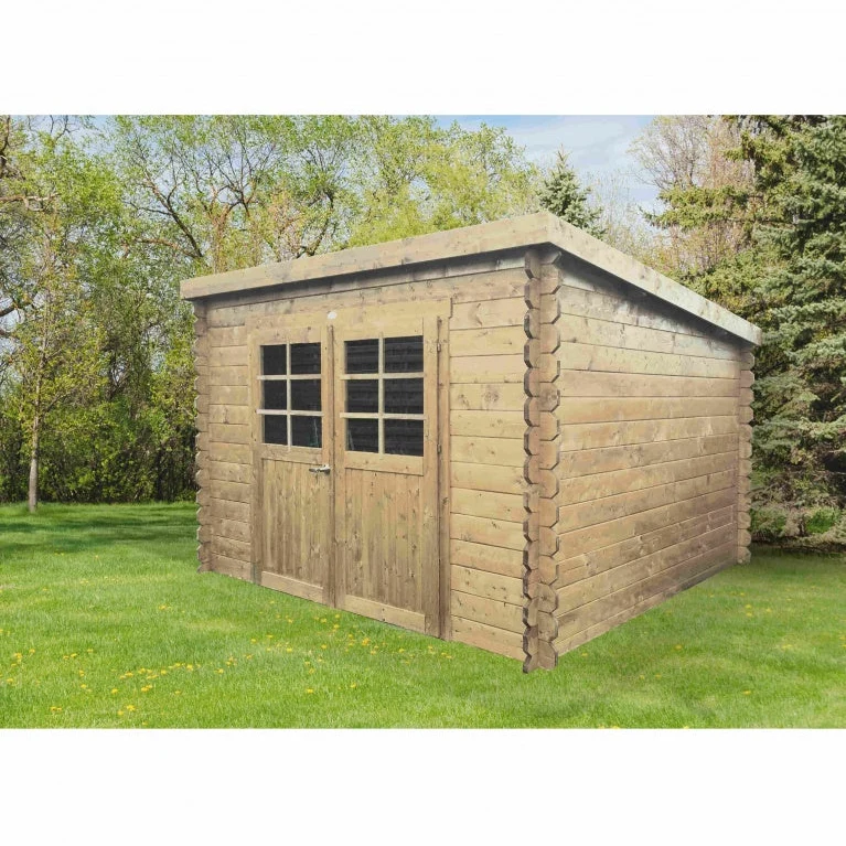 Thuinhuis Brest - 2,98 x 2,98 m - gecertificeerd Noord-Europees vurenhout - dubbele deur met ramen