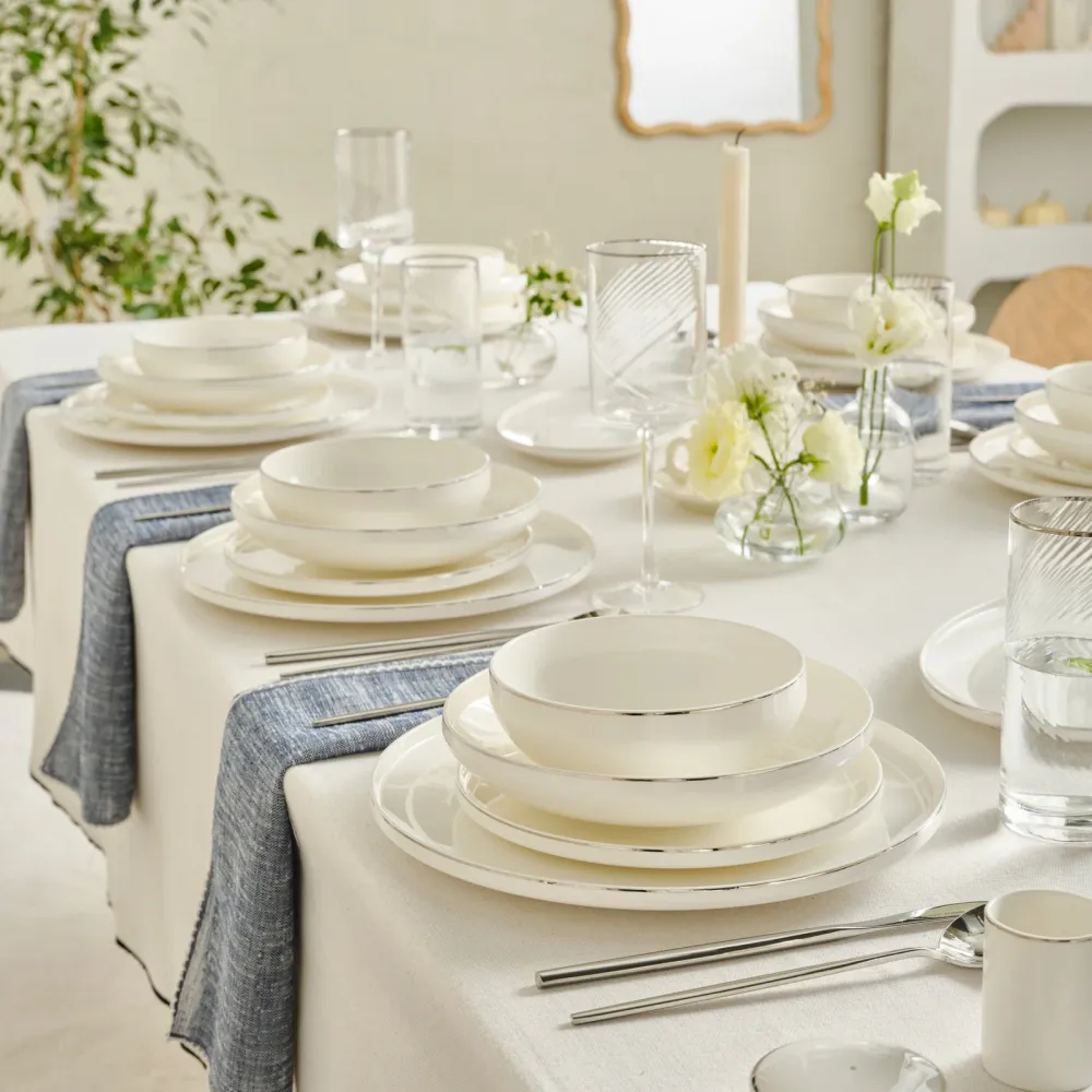 Karaca Red Carpet Collection Stream Bone Merope 53-delige 12-persoons Serviesset Platina
