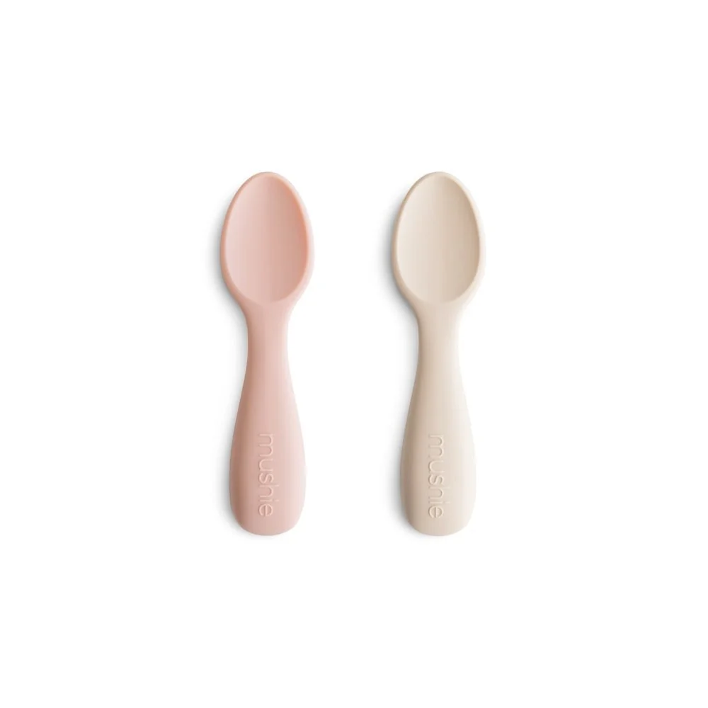 Mushie Starter Baby Theelepels 2-pack Blush/Shifting Sand