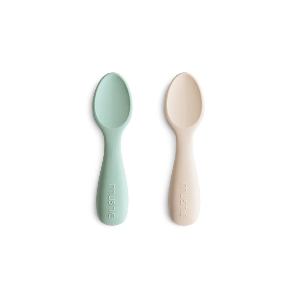 Mushie Starter Baby Theelepels 2-pack Cambridge Blauw/Zandverstuiving