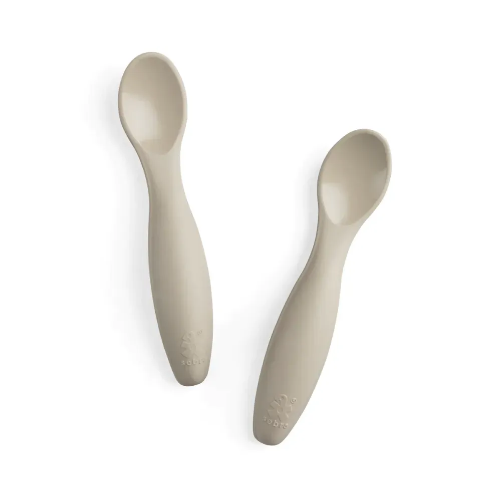Sebra babylepel Siliconen lepelset Jetty beige 2 stuks