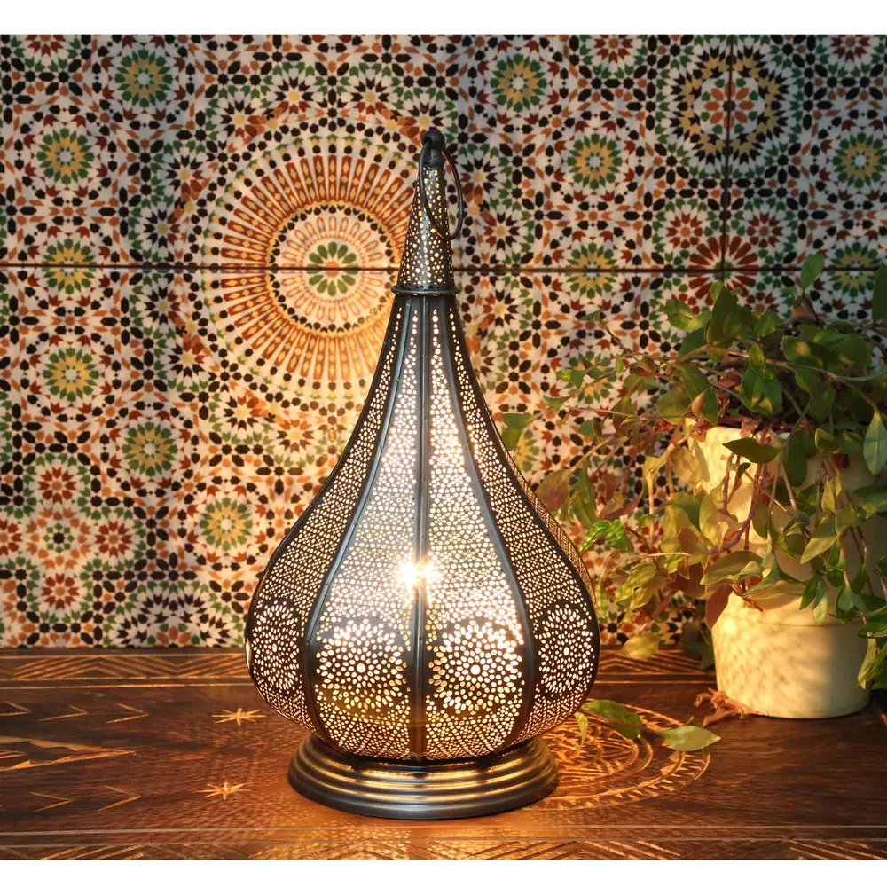 Oosterse lamp Monza zilver