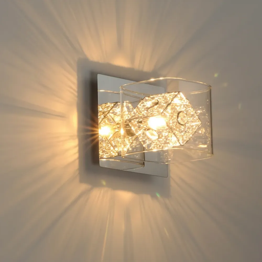PARED CRISTAL ACBADO CROMO BASE G9 1 X 40 W SERIE AGATA TECNOLITE