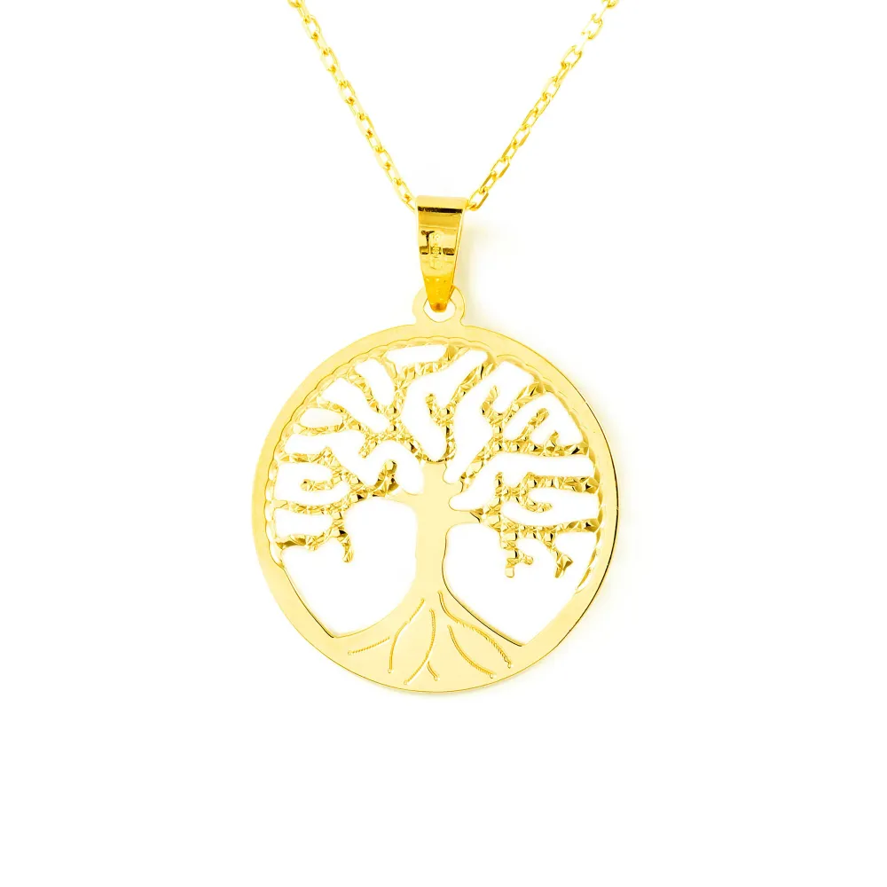 18ct Goudgeel Gold Tree Life pendant shine and texture