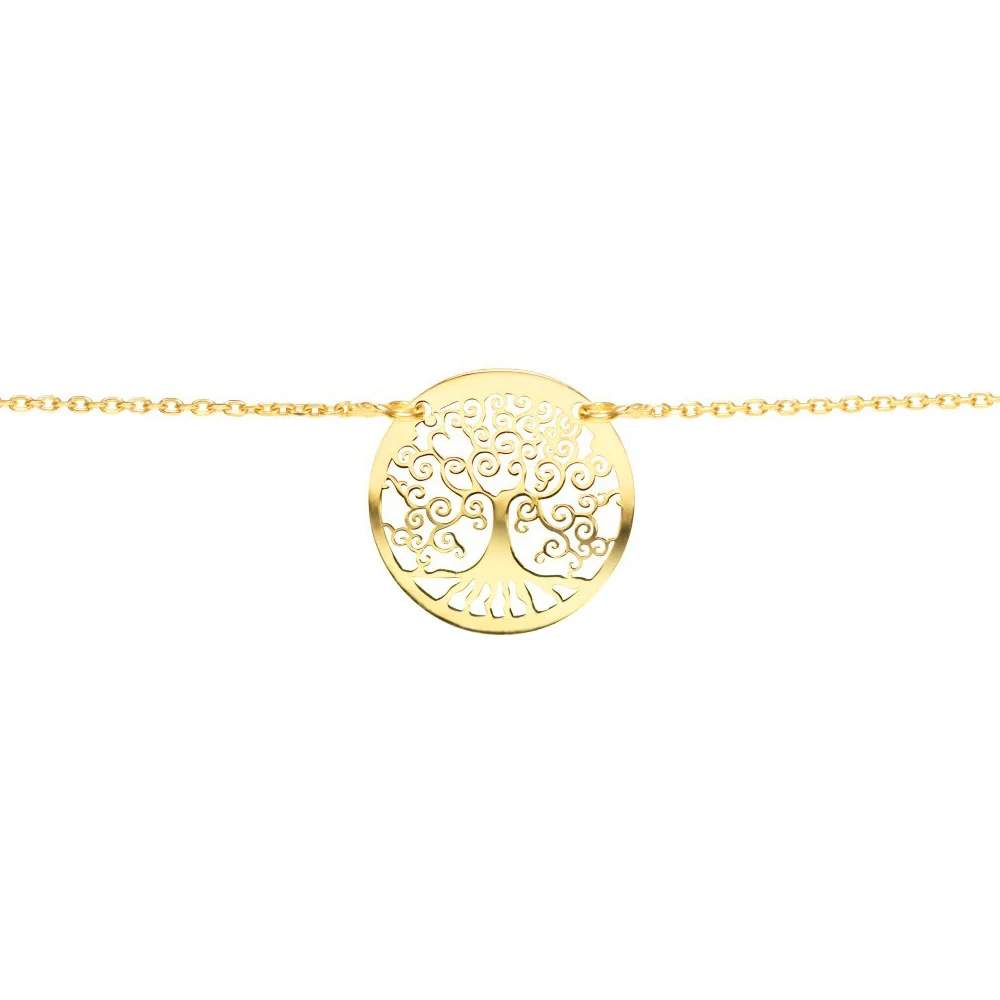 925 Sterling Zilver Gold-plated Tree Life Necklace Shine