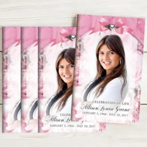 Amethyst Bifold Funeral Program Design & Print (Pack 50) Pink