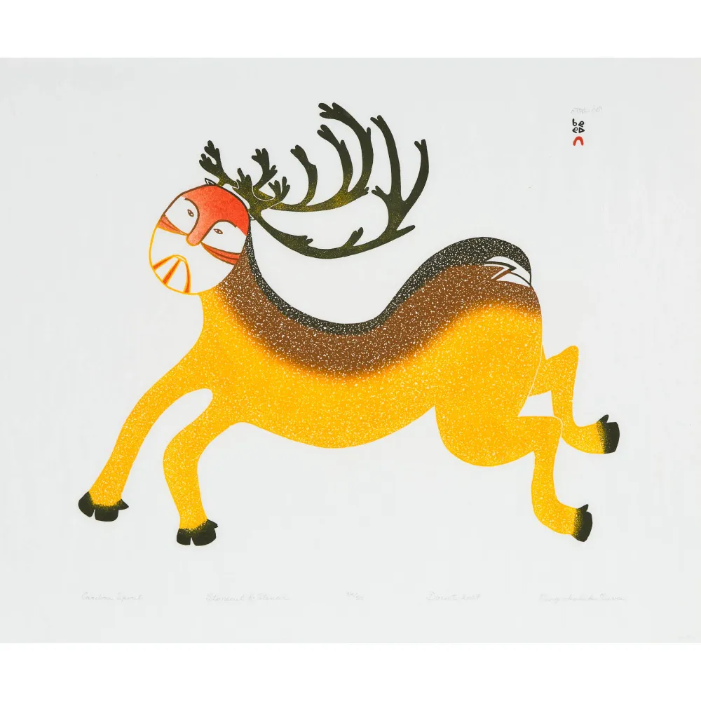 ANTIEK Inuit Print NINGIUKULU TEEVEE *Caribou Spirit* 2007 LAST PRINT
