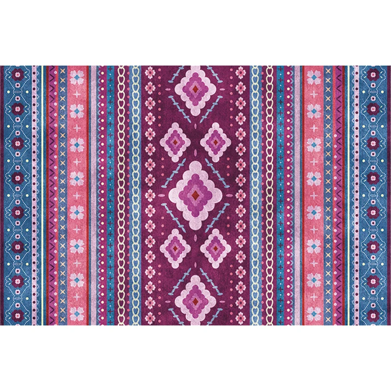 Boho-Chic Floral Chain Cross Rug Blauw Bohemian Carpet Polyester Washable Carpet Bedroom Grey