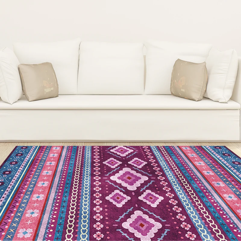 Boho-Chic Floral Chain Cross Rug Blauw Bohemian Carpet Polyester Washable Carpet Bedroom Grey